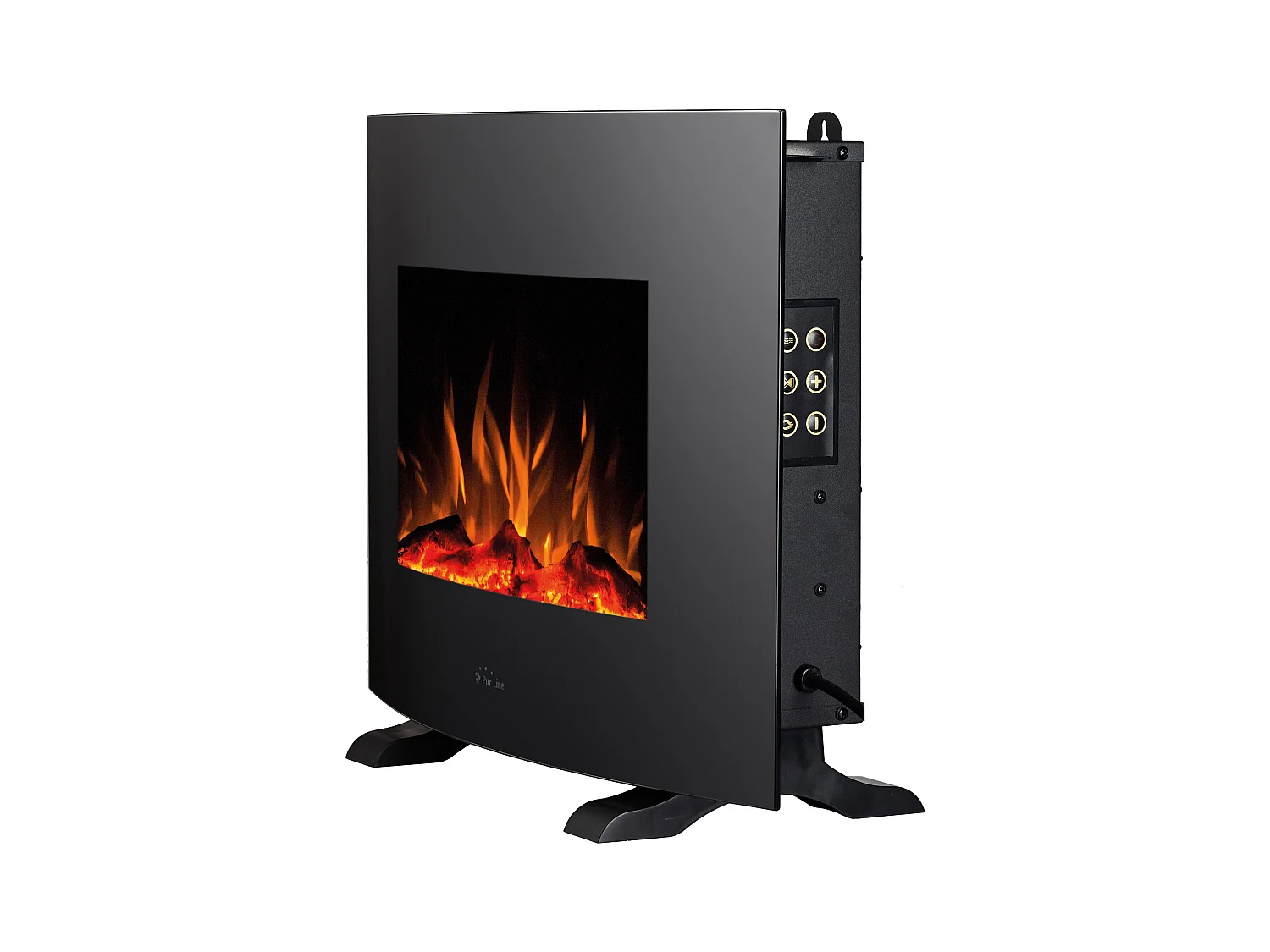 Staande elektrische haard 2000W zwart gehard glas en poten