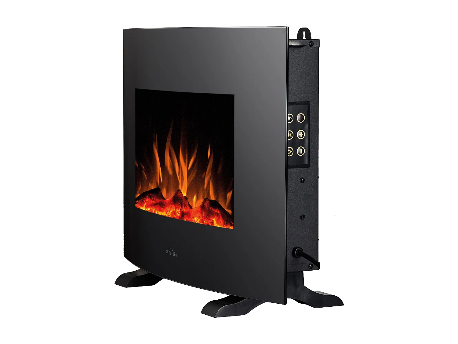 Staande elektrische haard 2000W zwart gehard glas en poten