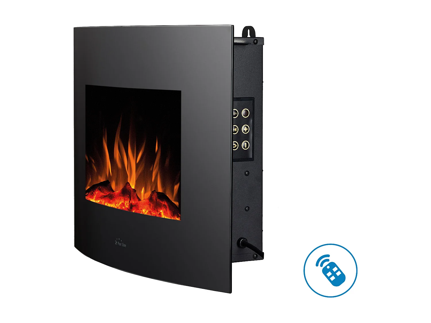 Staande elektrische haard 2000W zwart gehard glas en poten