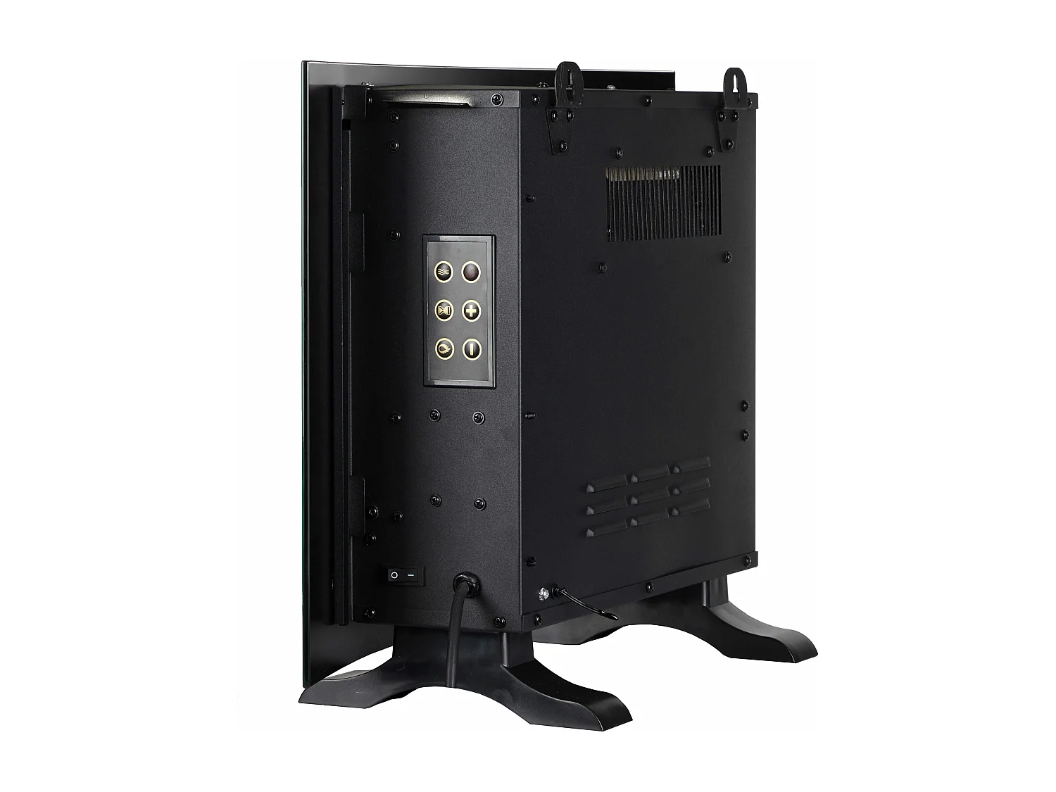 Staande elektrische haard 2000W zwart gehard glas en poten