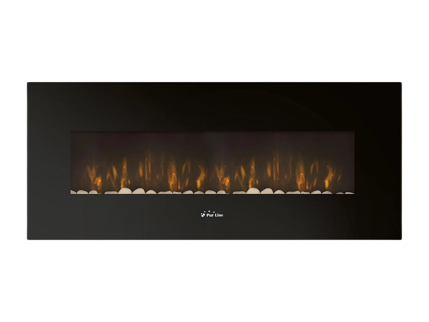 Chimenea eléctrica mural 2kW panorámica en cristal templado negro con mando a distancia