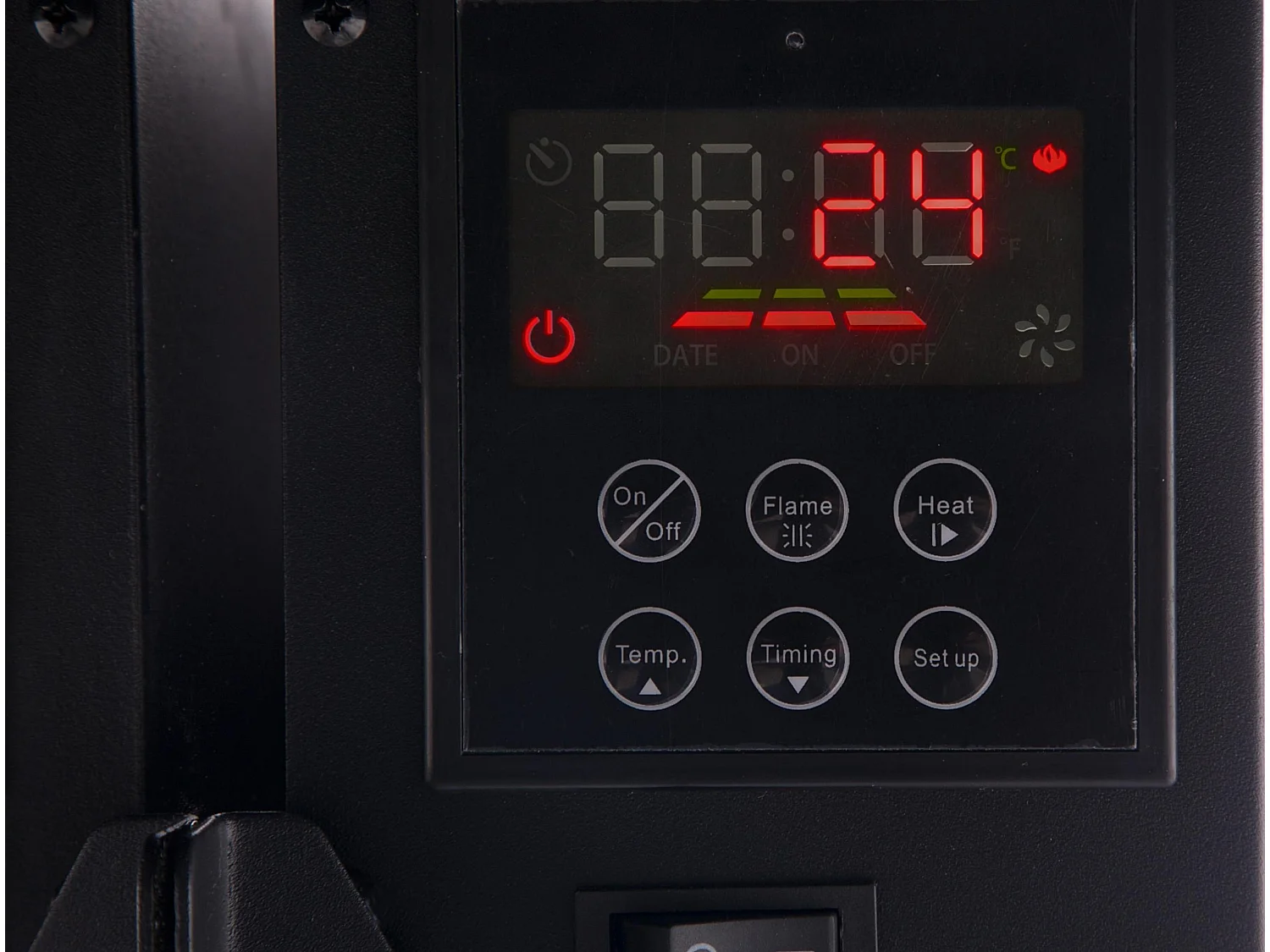 Chimenea eléctrica mural 2kW panorámica en cristal templado negro con mando a distancia