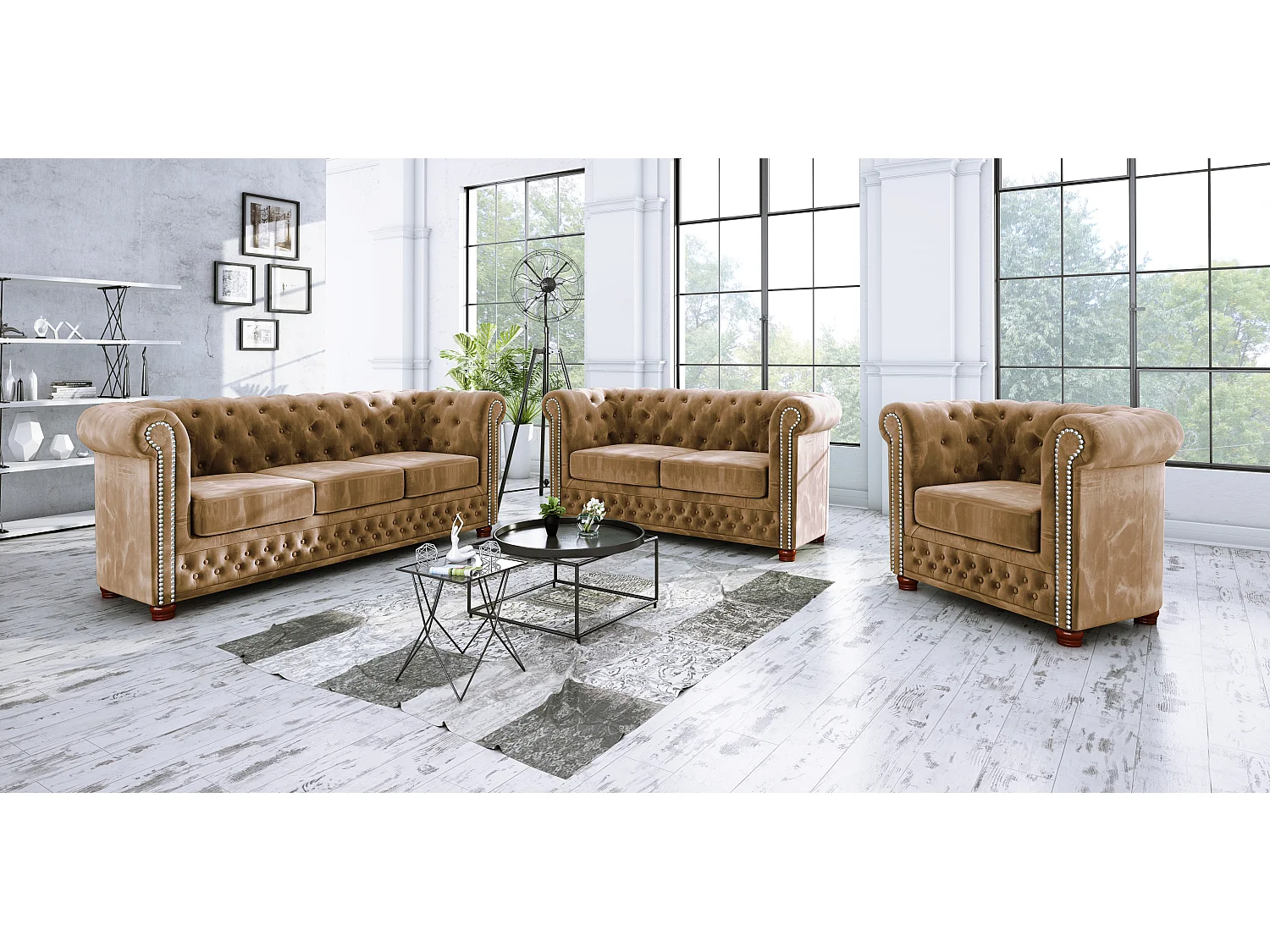 Sebastian 3-Sitzer Chesterfield Sofa