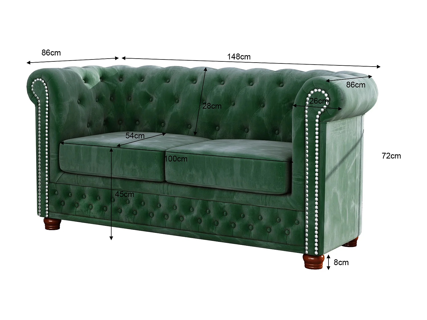 Sebastian 2-Sitzer Chesterfield Sofa