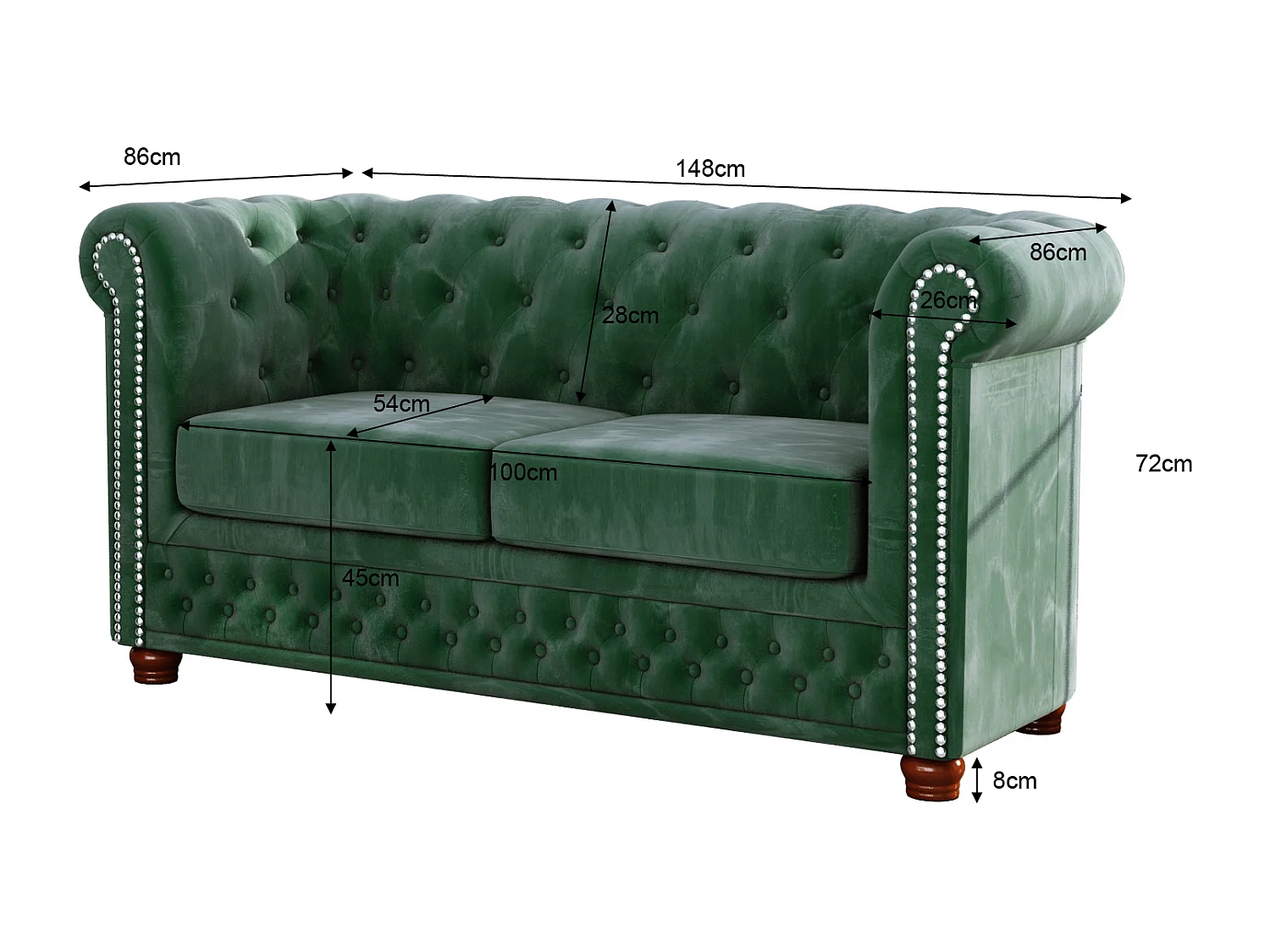 Sebastian 2-Sitzer Chesterfield Sofa