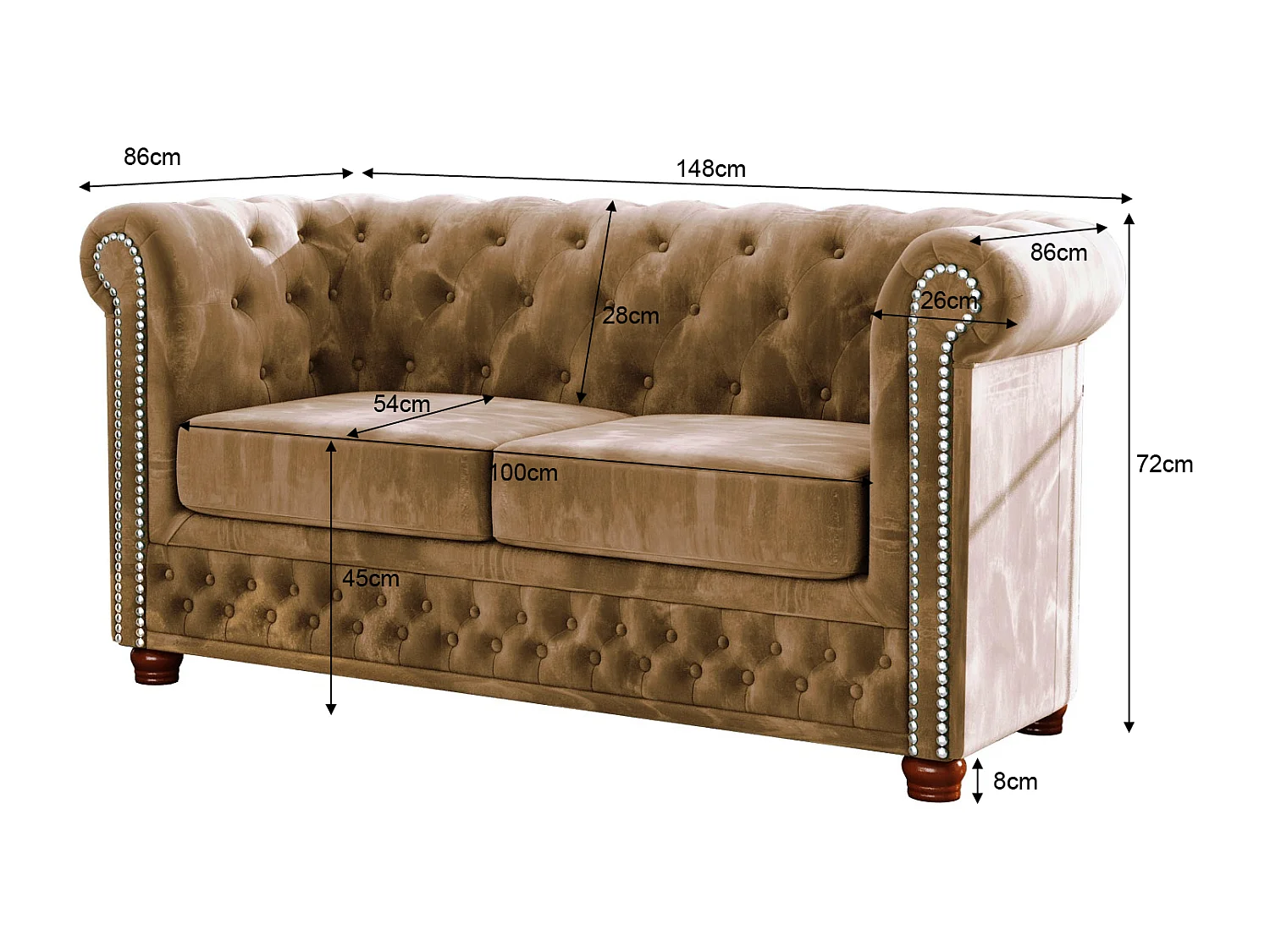 Sebastian 2-Sitzer Chesterfield Sofa