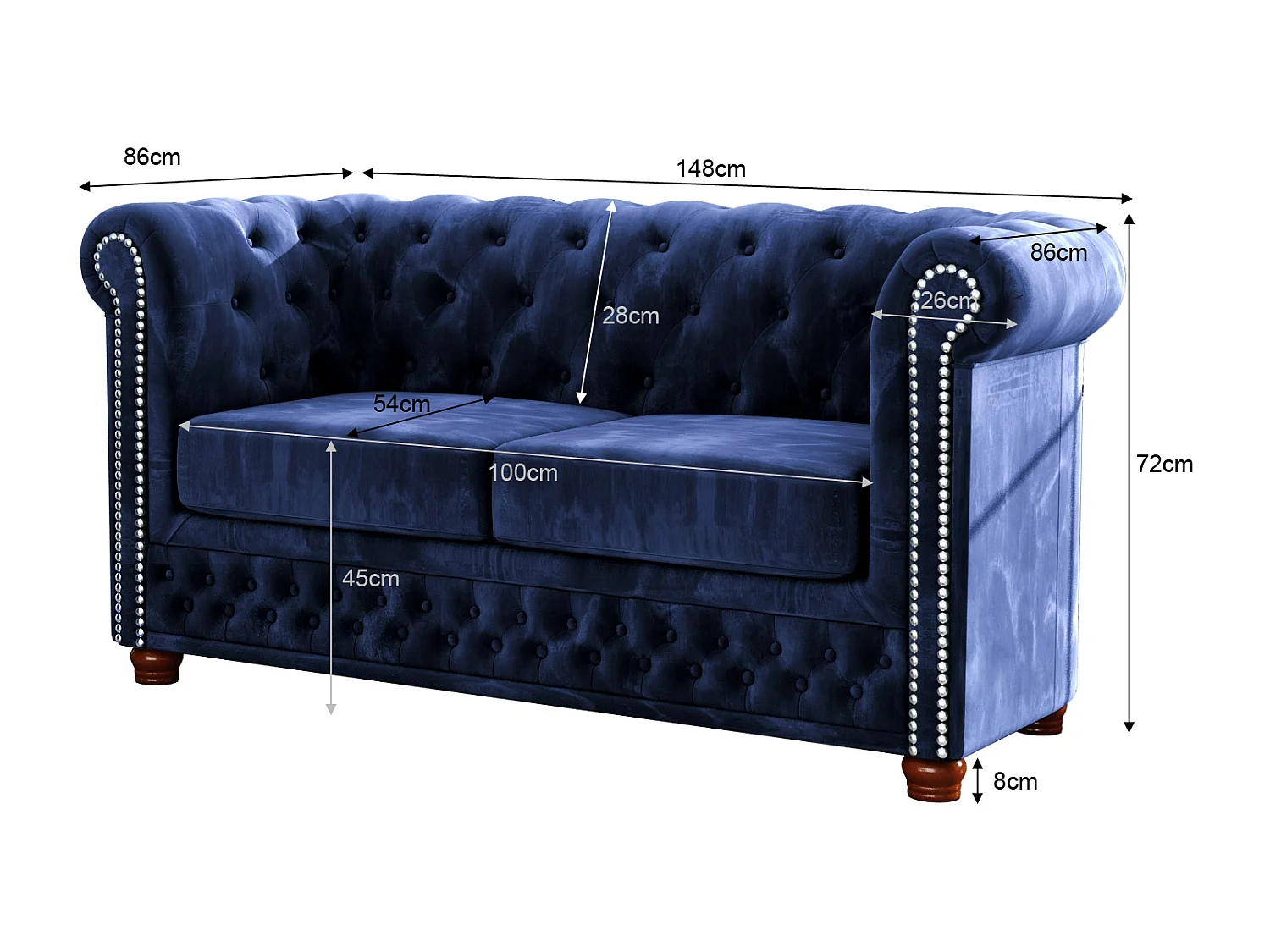 Sebastian 2-Sitzer Chesterfield Sofa