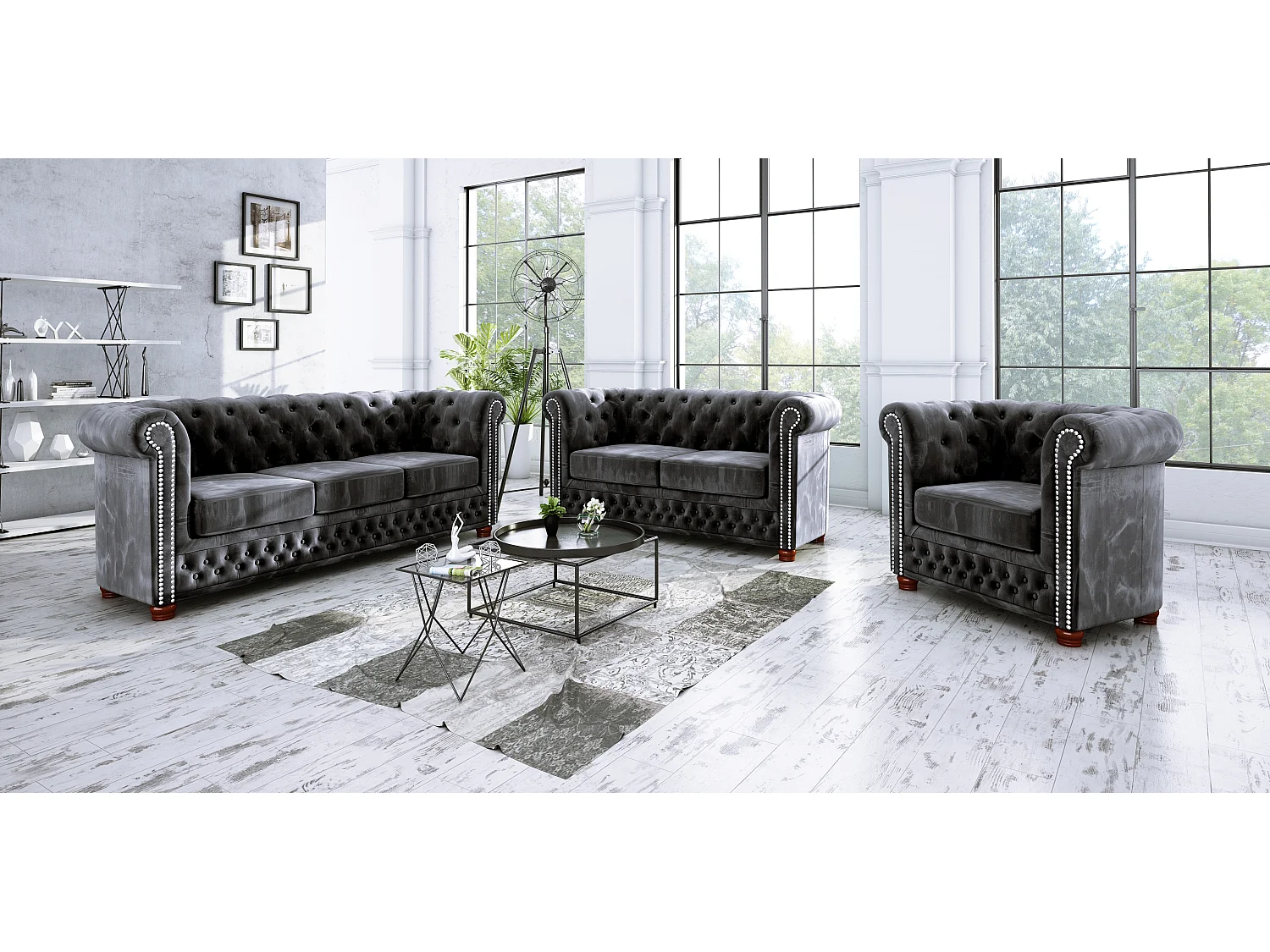 Sebastian 3-Sitzer Chesterfield Sofa