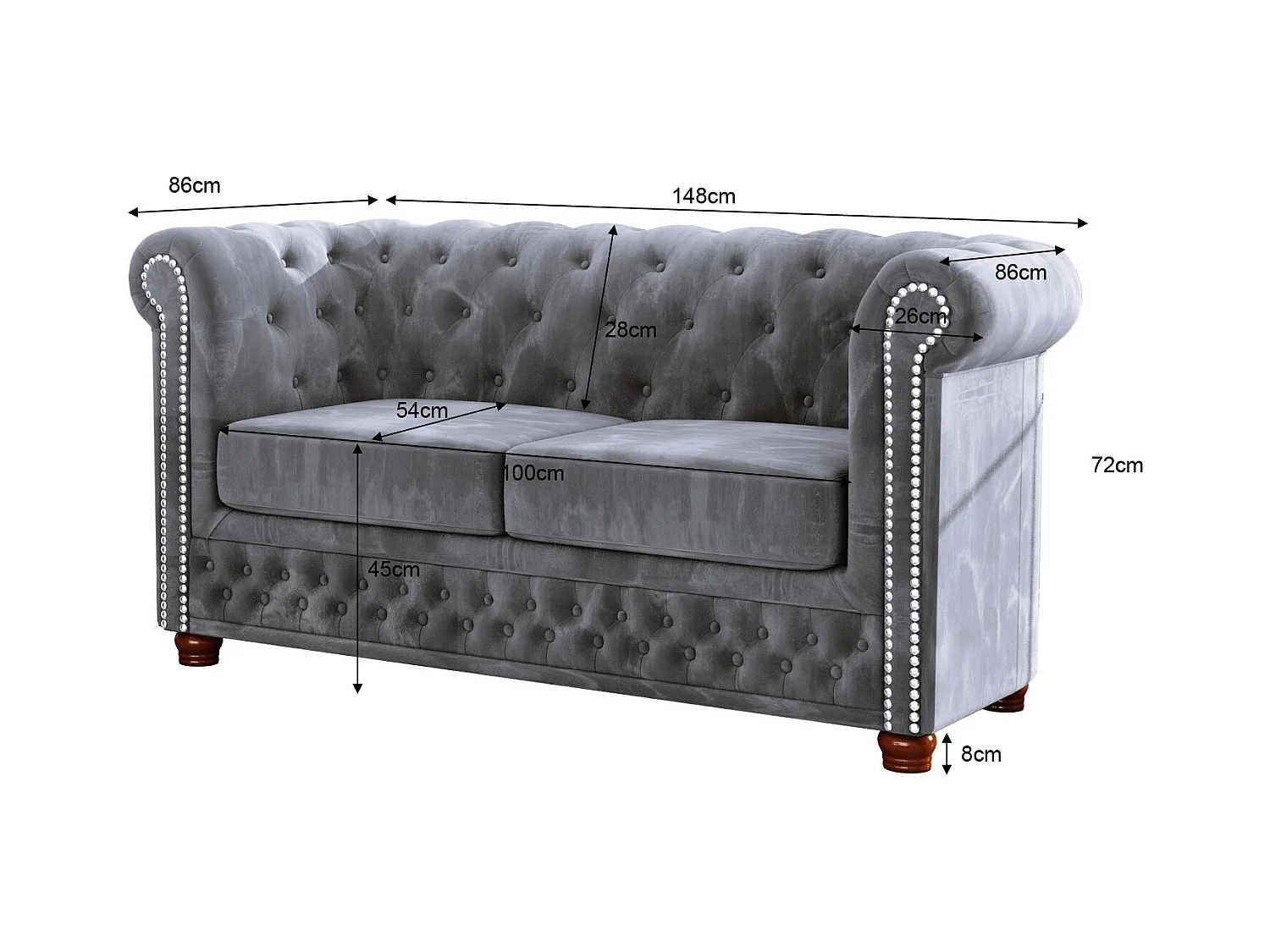 Sebastian 2-Sitzer Chesterfield Sofa