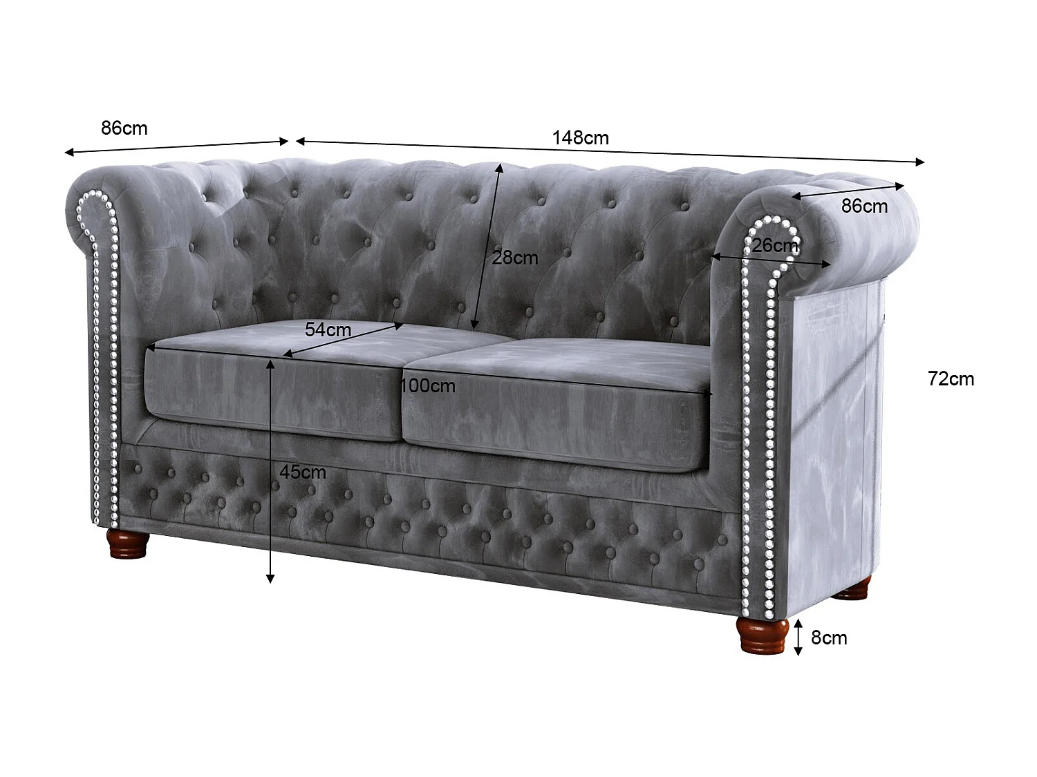 Sebastian 2-Sitzer Chesterfield Sofa