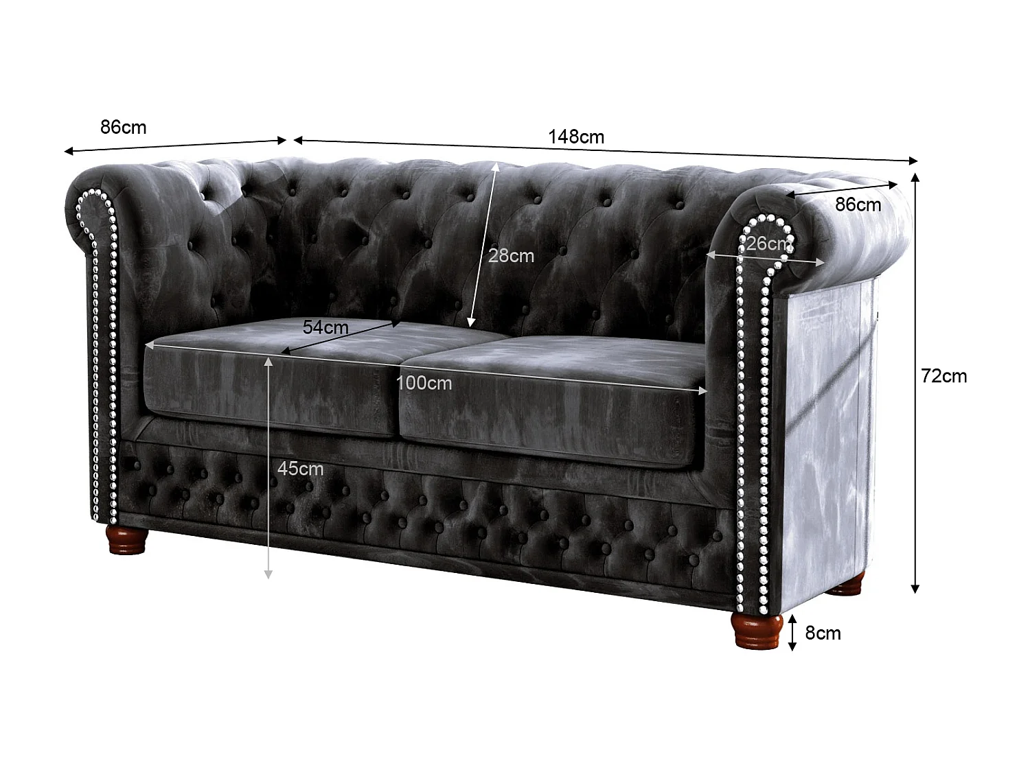 Sebastian 2-Sitzer Chesterfield Sofa