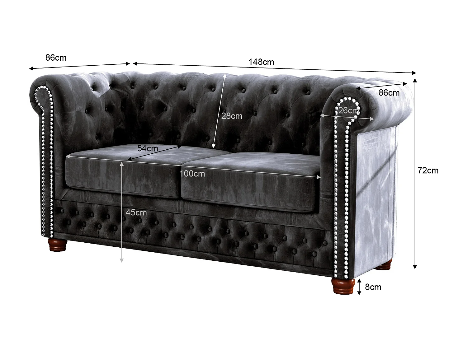 Sebastian 2-Sitzer Chesterfield Sofa