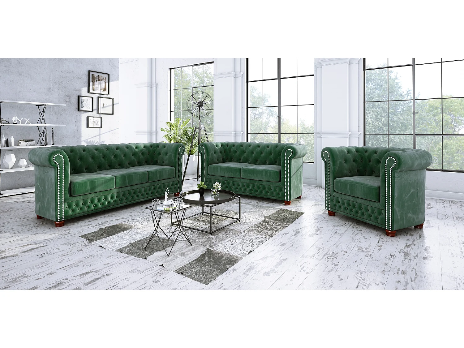 Chesterfield Sebastian Polstergarnitur 3+2+1