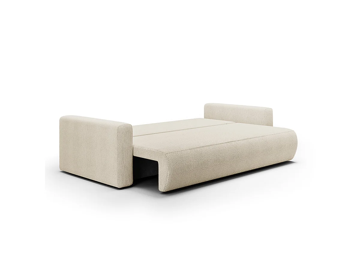 Canapé convertible 3 places avec coffre en tissu beige EVY