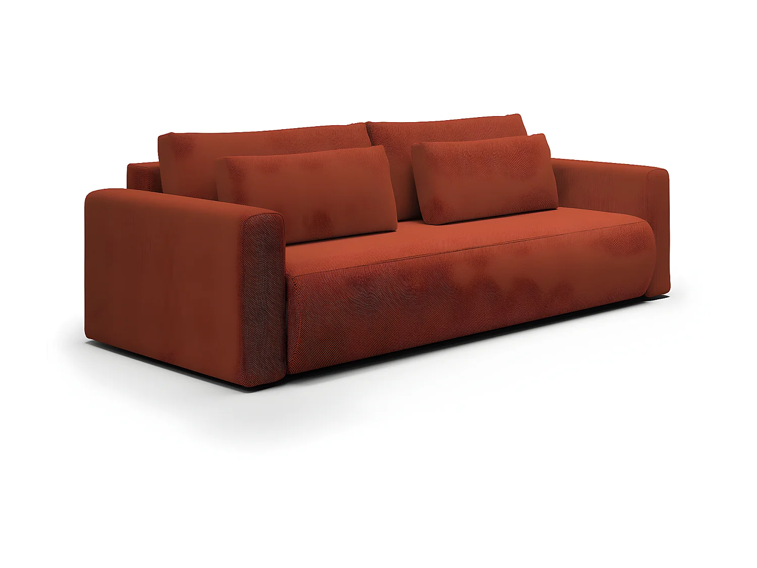 Canapé convertible 3 places coffre Evy Orange Brique