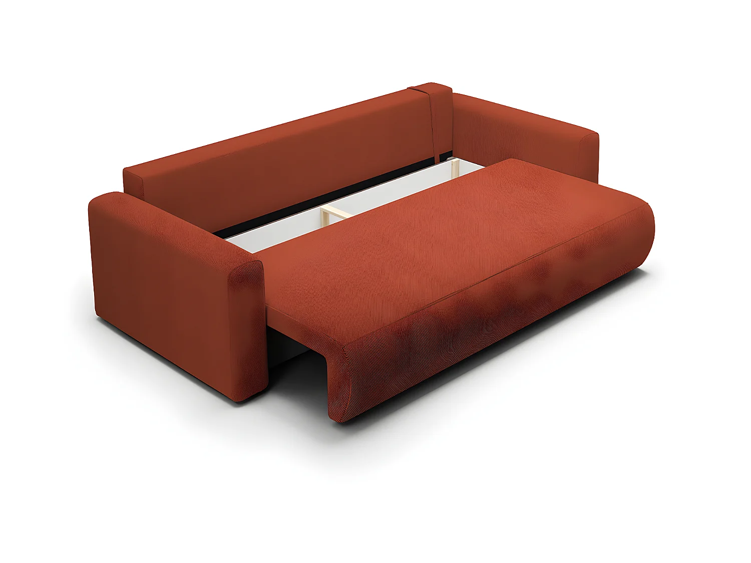 Canapé convertible 3 places coffre Evy Orange Brique