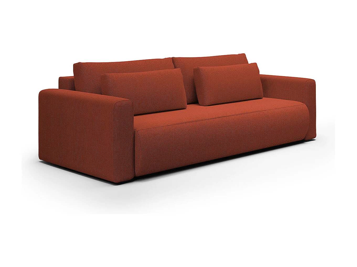 Canapé convertible 3 places coffre Evy Orange Brique