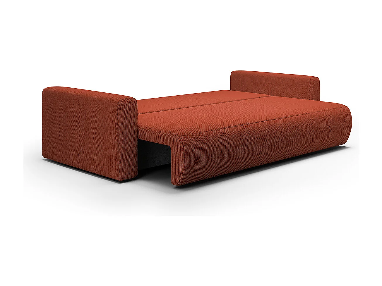 Canapé convertible 3 places coffre Evy Orange Brique