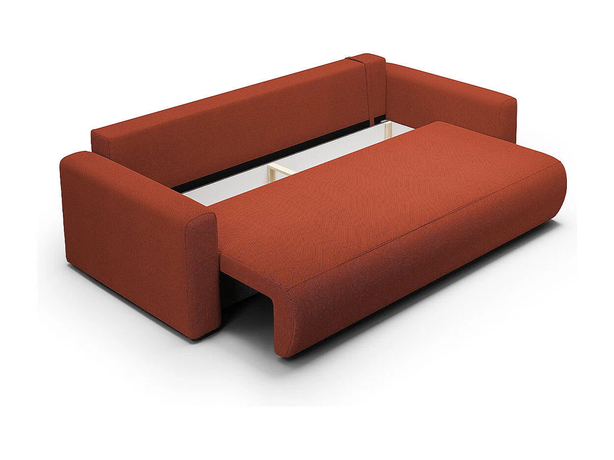 Canapé convertible 3 places coffre Evy Orange Brique