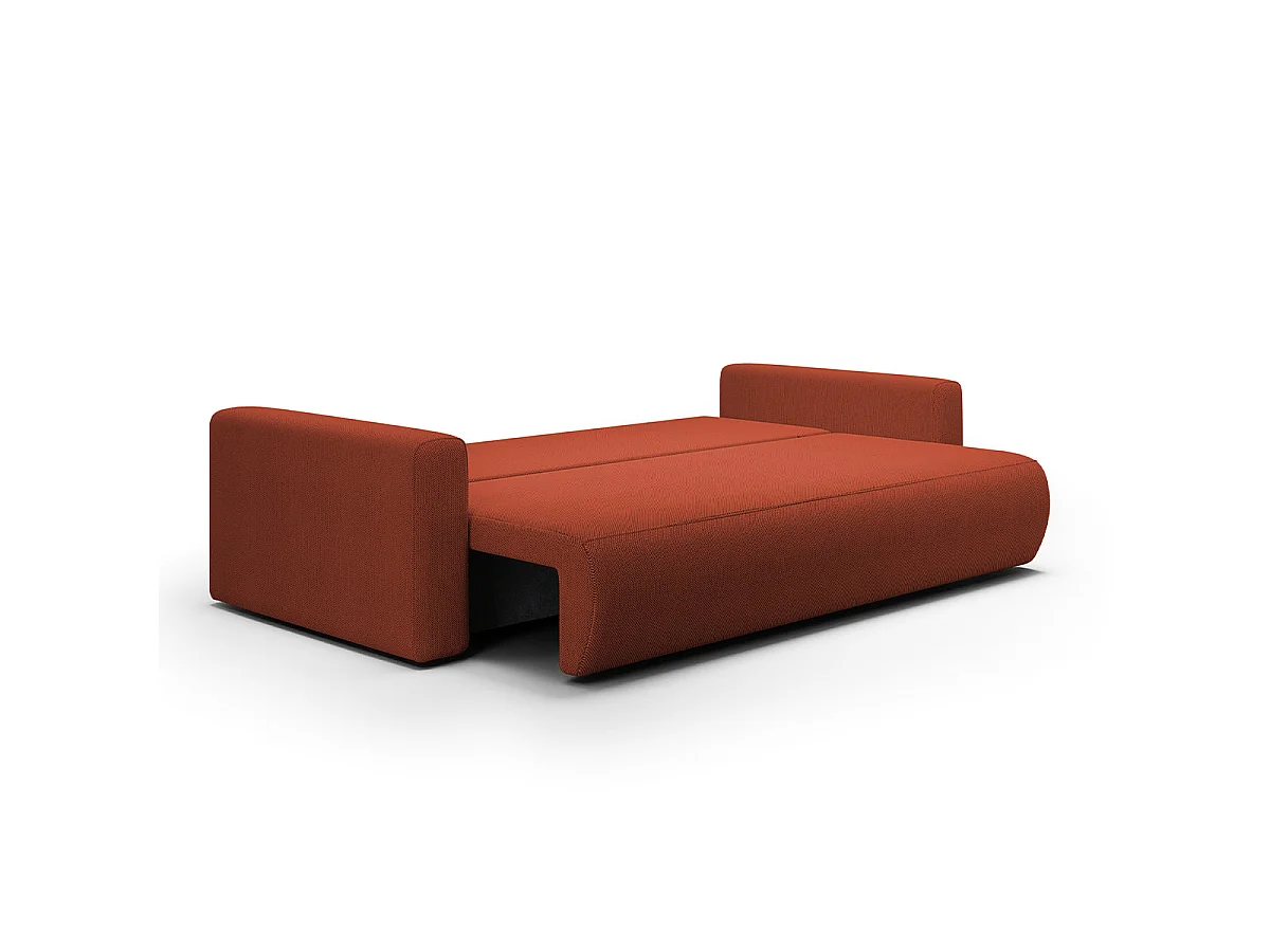 Canapé convertible 3 places avec coffre en tissu orange EVY