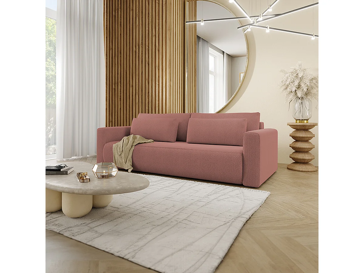 Canapé convertible 3 places coffre Evy Rose