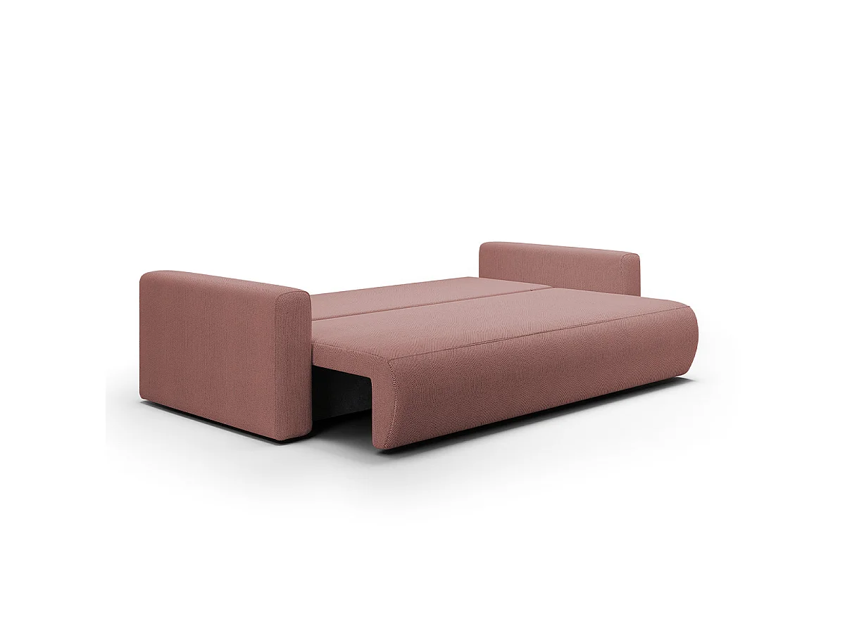 Canapé convertible 3 places avec coffre en tissu rose EVY