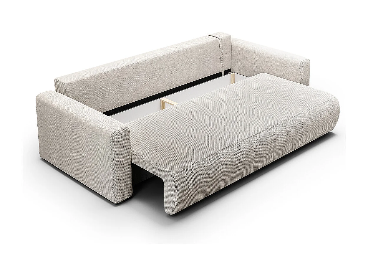 Canapé convertible 3 places coffre Evy Gris Clair