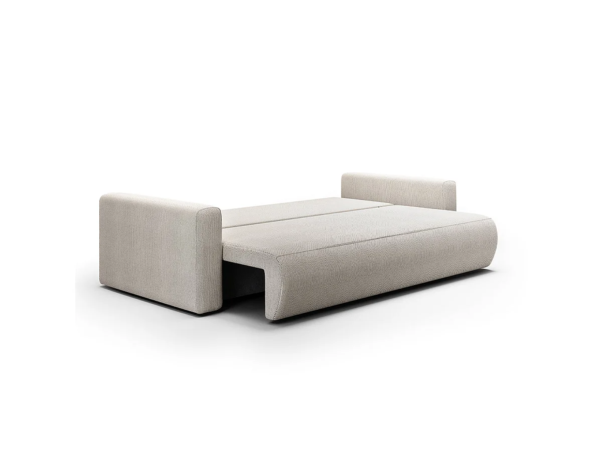 Canapé convertible 3 places avec coffre en tissu gris clair EVY