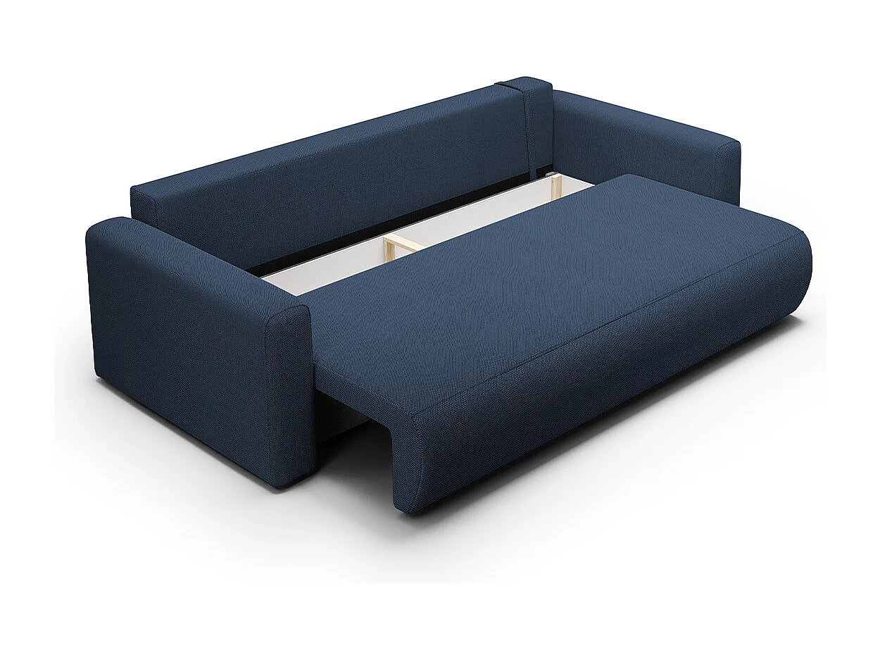 Canapé convertible 3 places coffre Evy Bleu