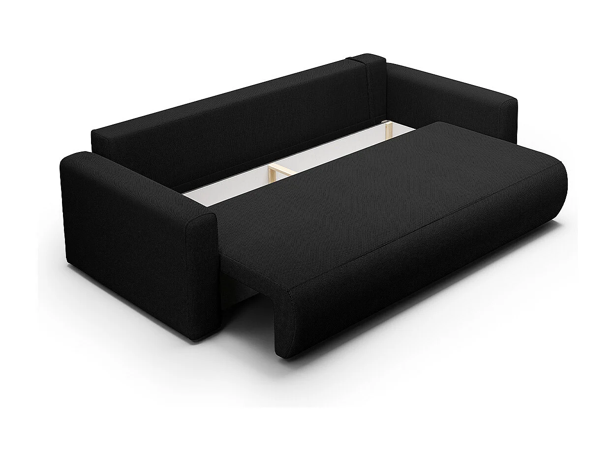 Canapé convertible 3 places coffre Evy Noir