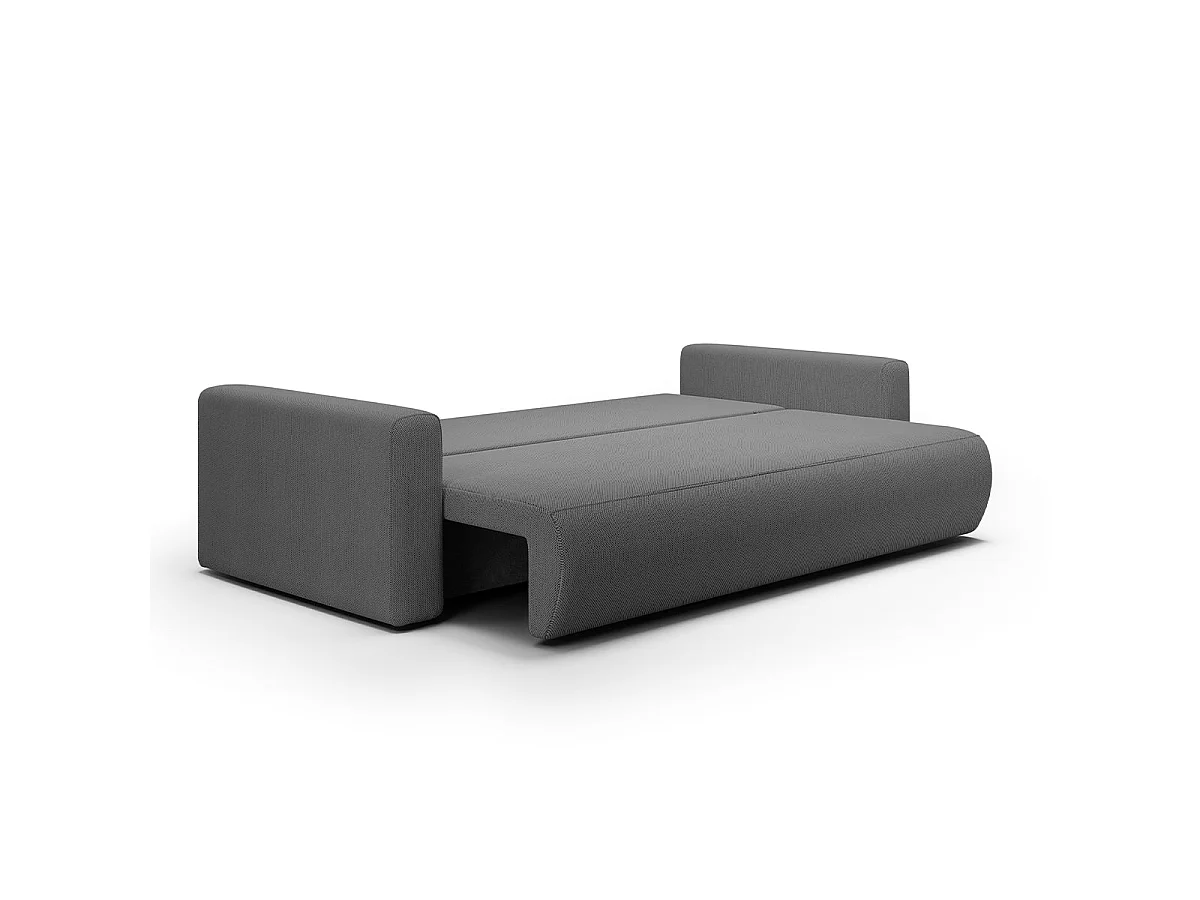 Canapé convertible 3 places avec coffre en tissu gris EVY