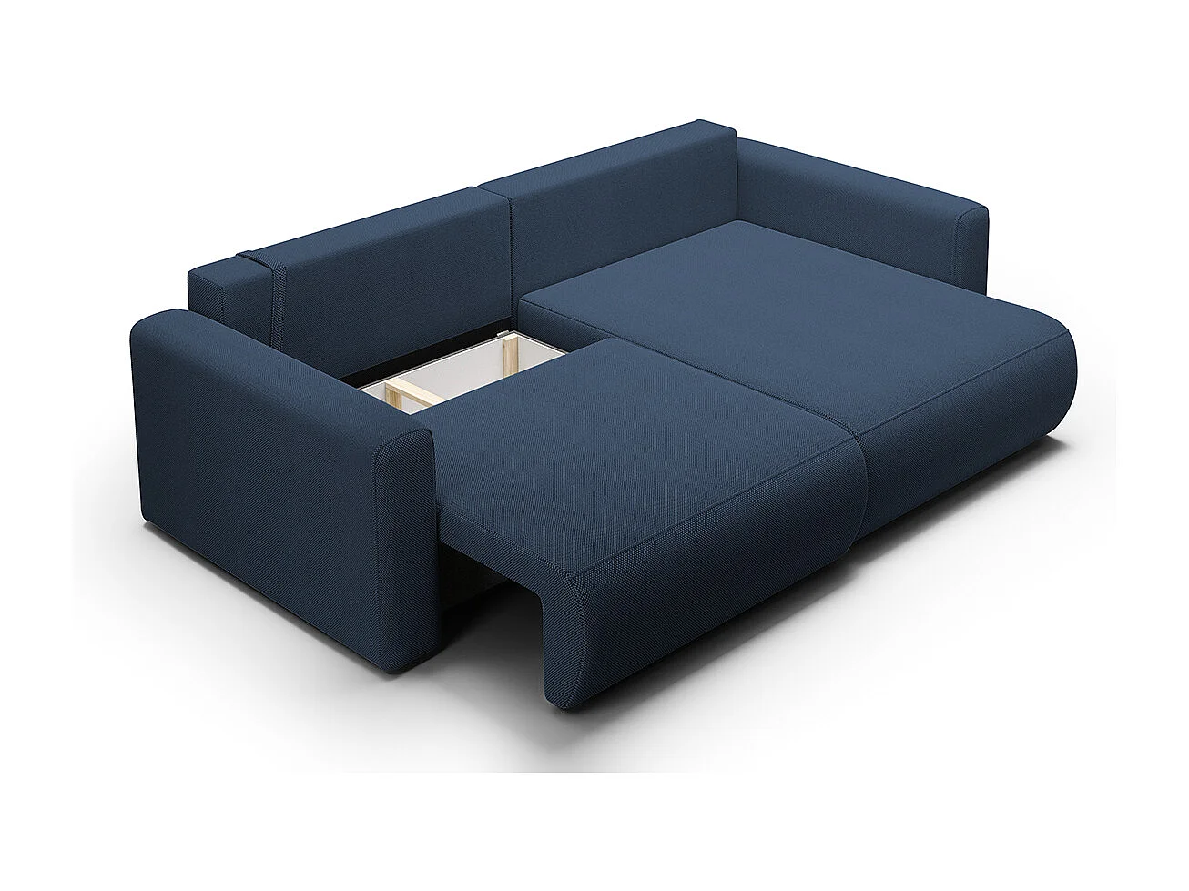 Canapé d'angle réversible convertible 3 places coffre Evy Bleu