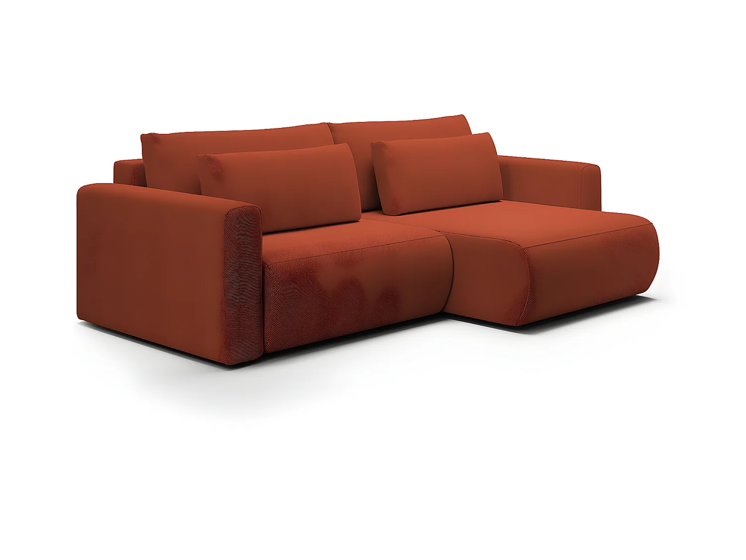 Canapé d'angle réversible convertible 3 places coffre Evy Orange Brique