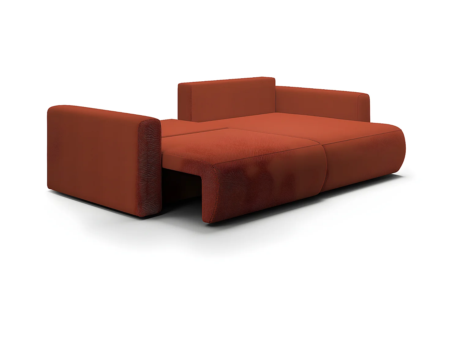 Canapé d'angle réversible convertible 3 places coffre Evy Orange Brique