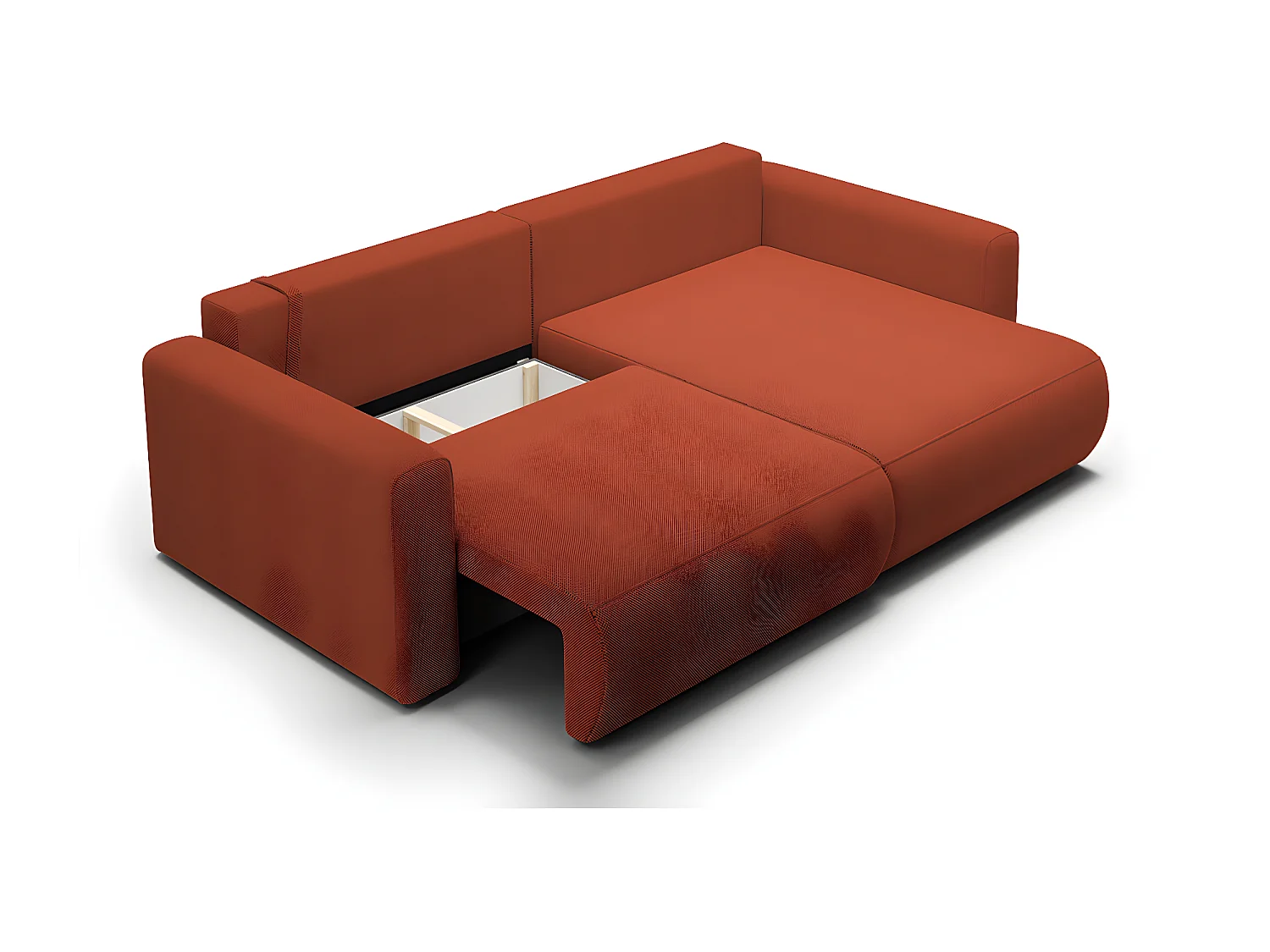 Canapé d'angle réversible convertible 3 places coffre Evy Orange Brique