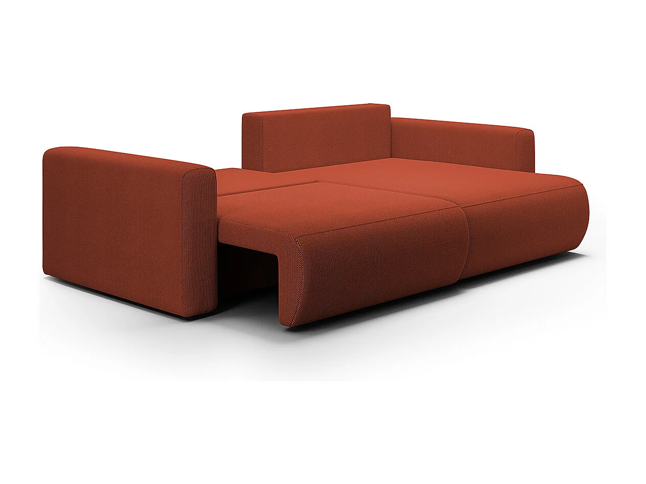 Canapé d'angle réversible convertible 3 places coffre Evy Orange Brique