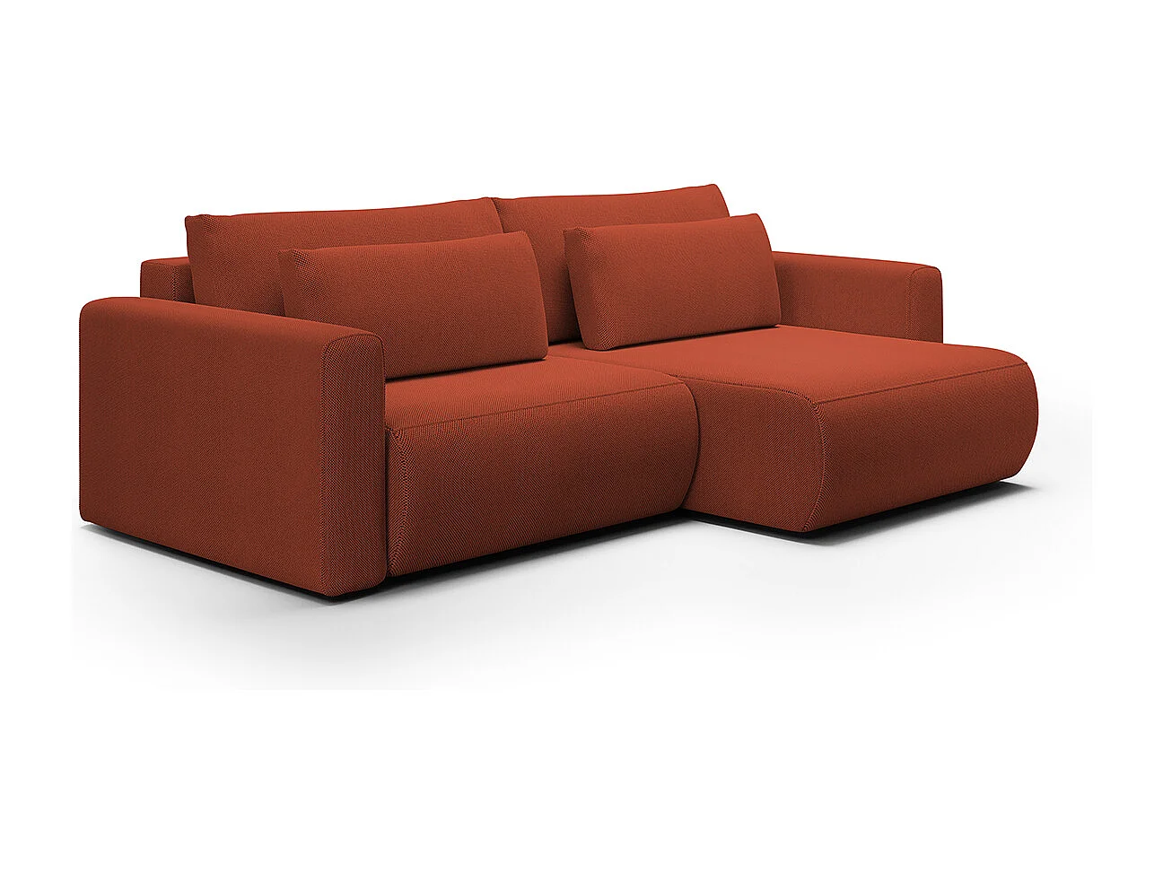 Canapé d'angle réversible convertible 3 places coffre Evy Orange Brique