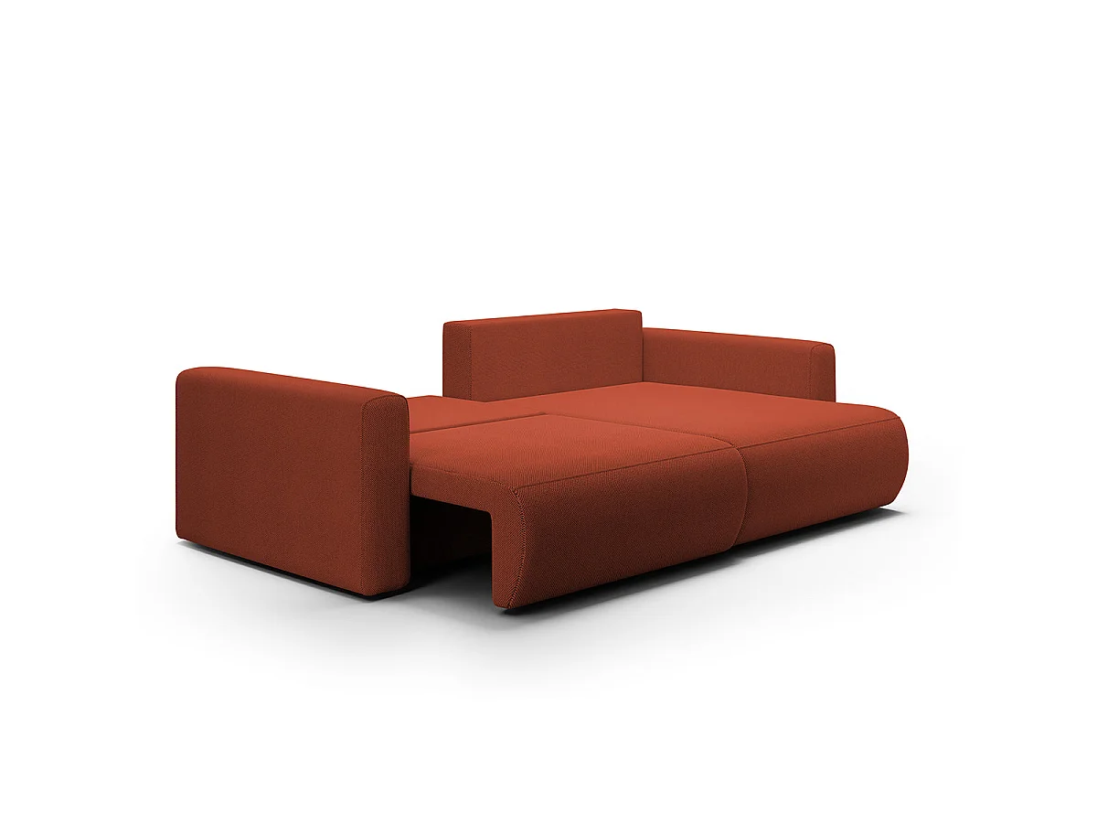 Canapé d'angle convertible 3 places avec coffre en tissu orange