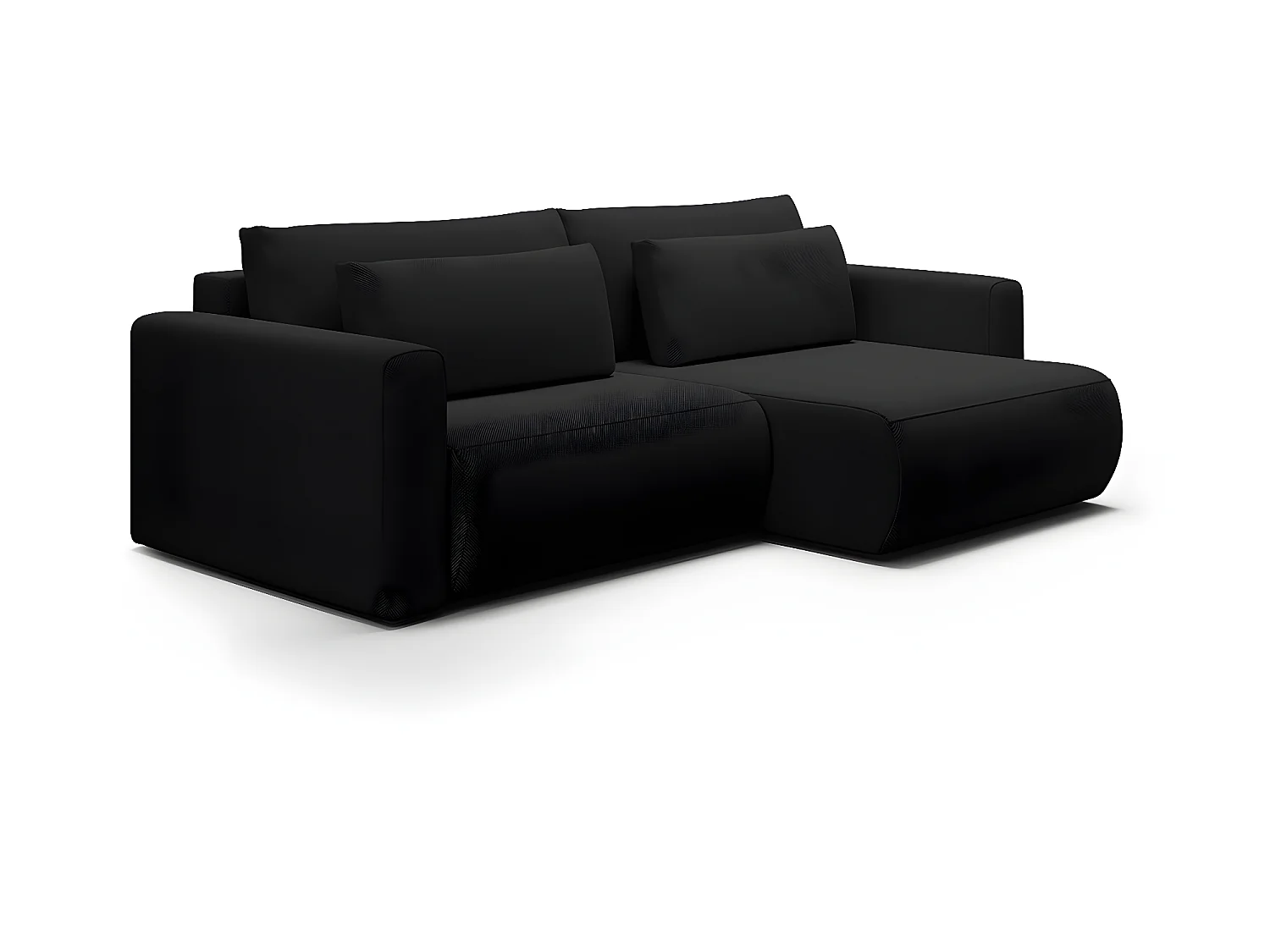 Canapé d'angle réversible convertible 3 places coffre Evy Noir