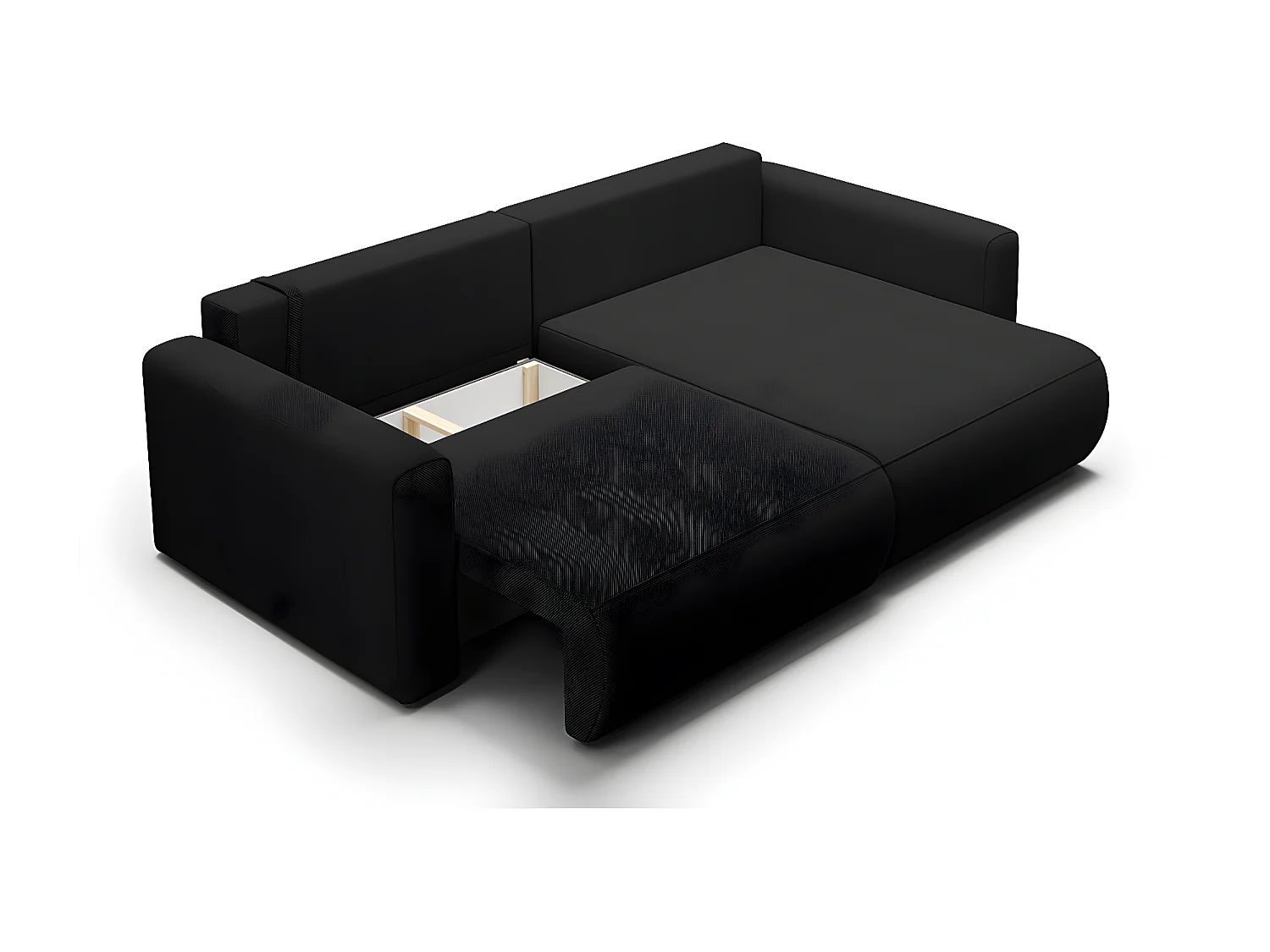 Canapé d'angle réversible convertible 3 places coffre Evy Noir