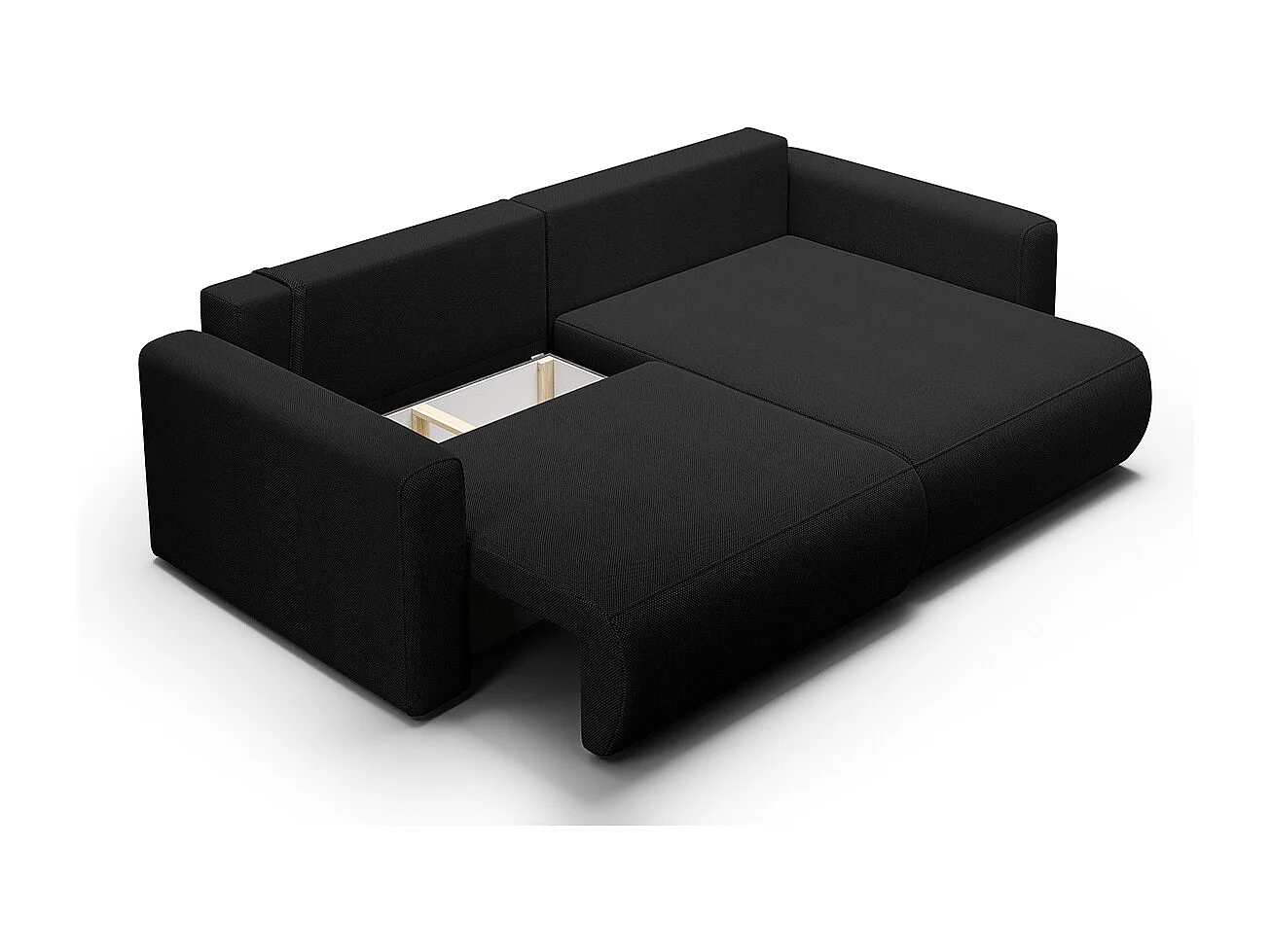 Canapé d'angle réversible convertible 3 places coffre Evy Noir