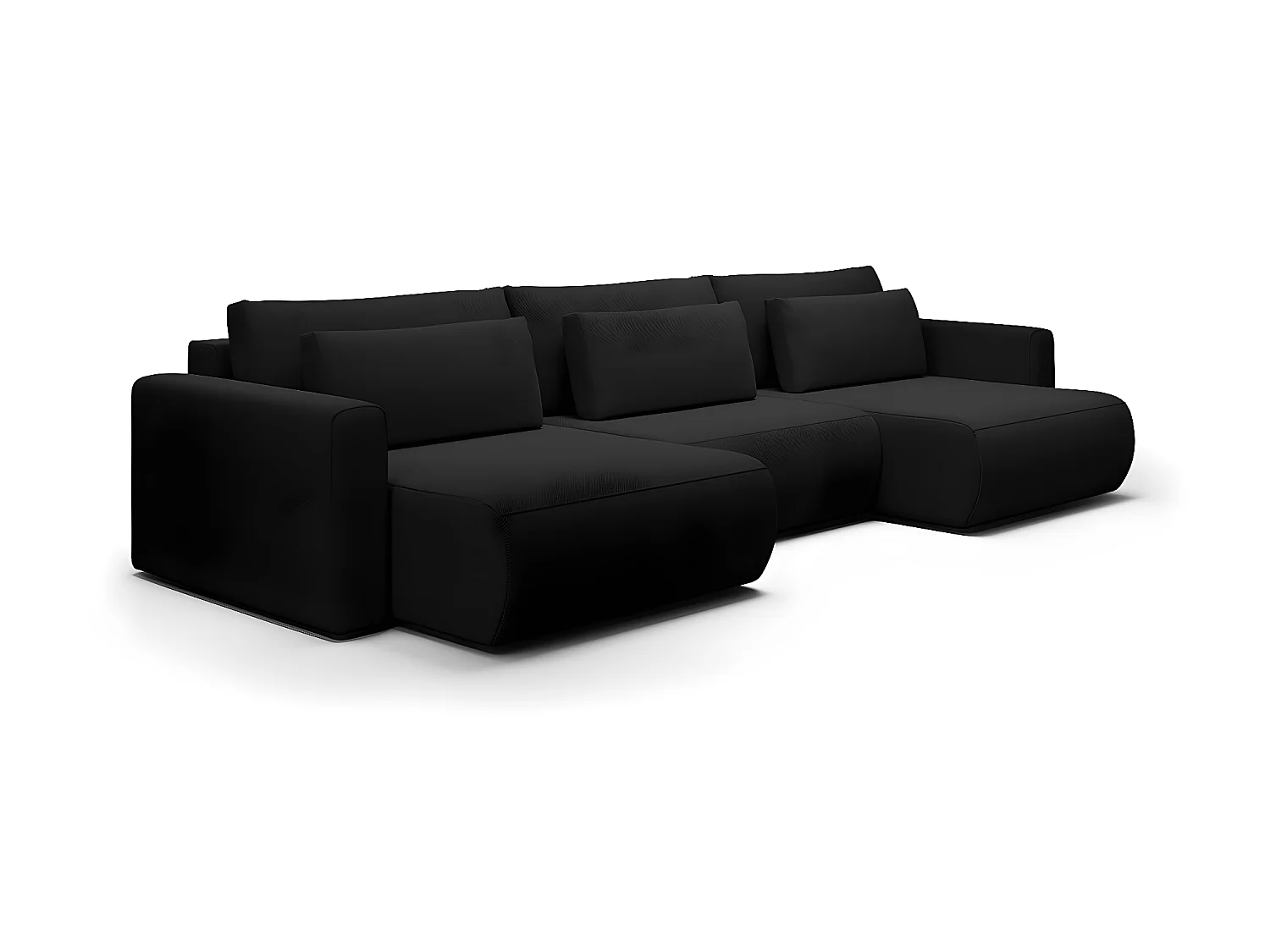 Canapé U 4 places convertible coffre Evy Noir