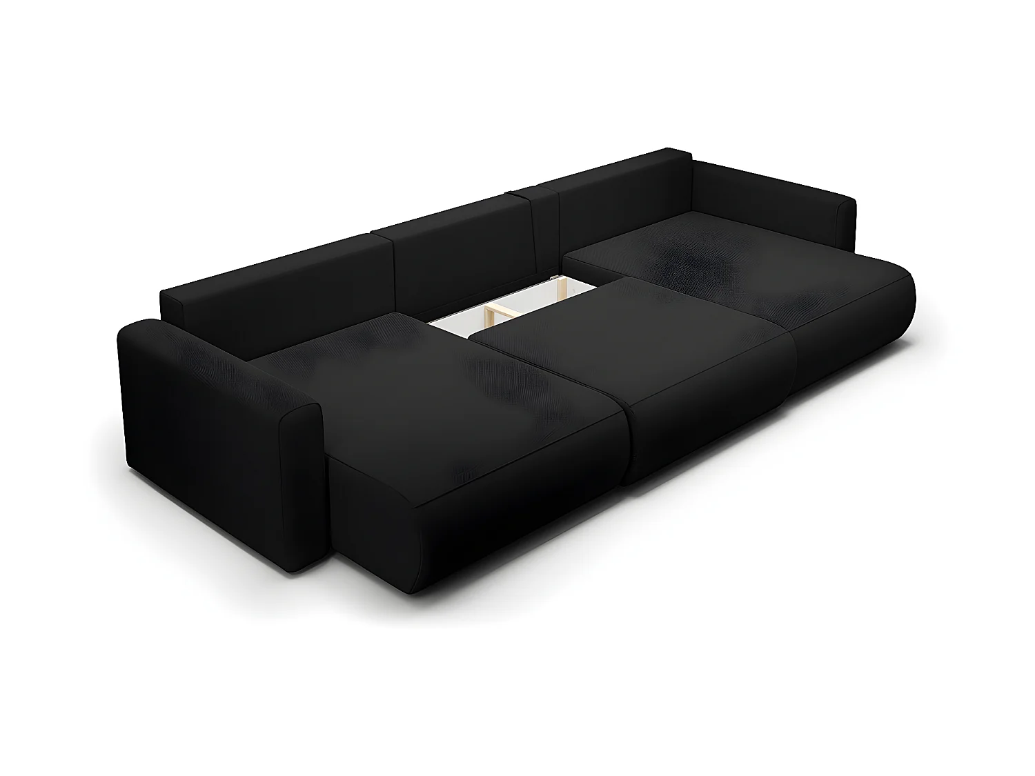 Canapé U 4 places convertible coffre Evy Noir