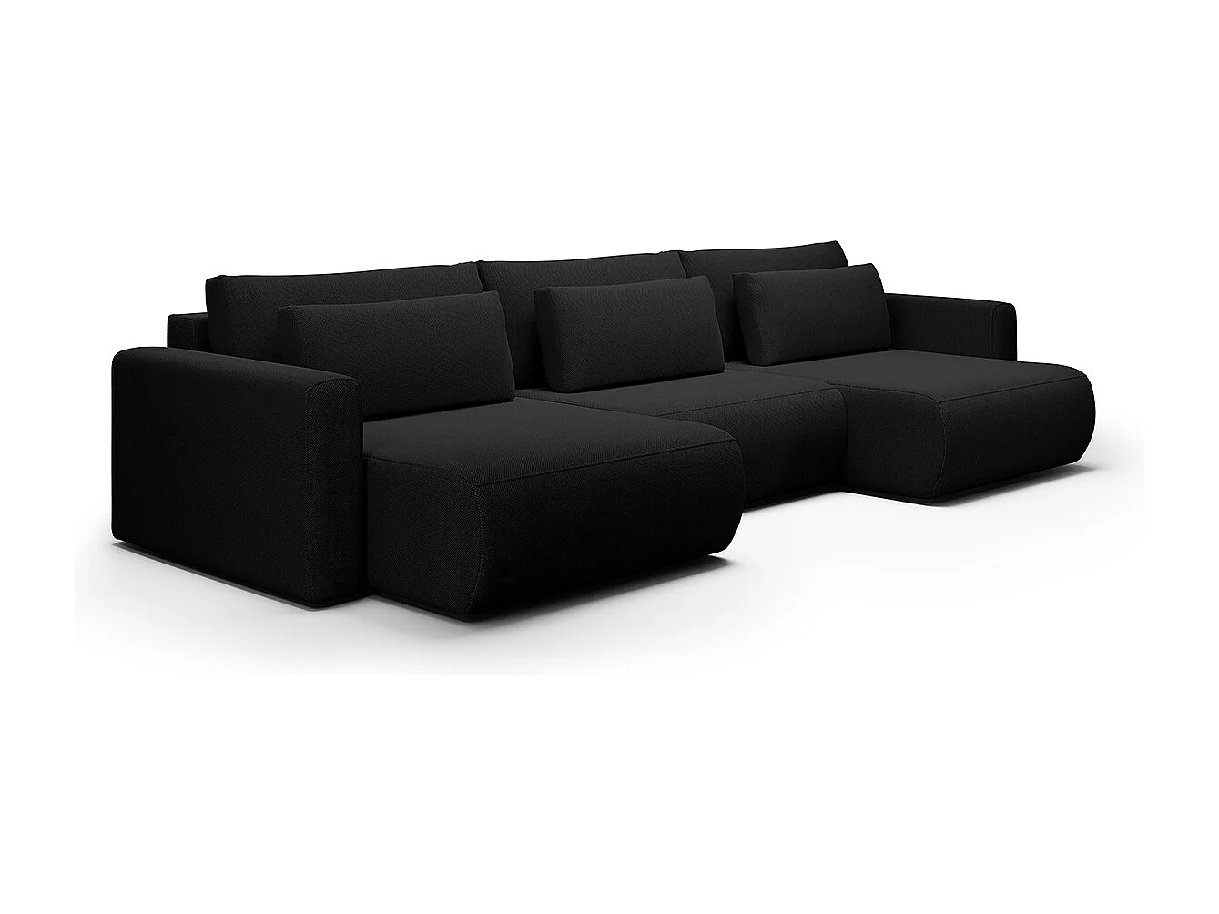 Canapé U 4 places convertible coffre Evy Noir