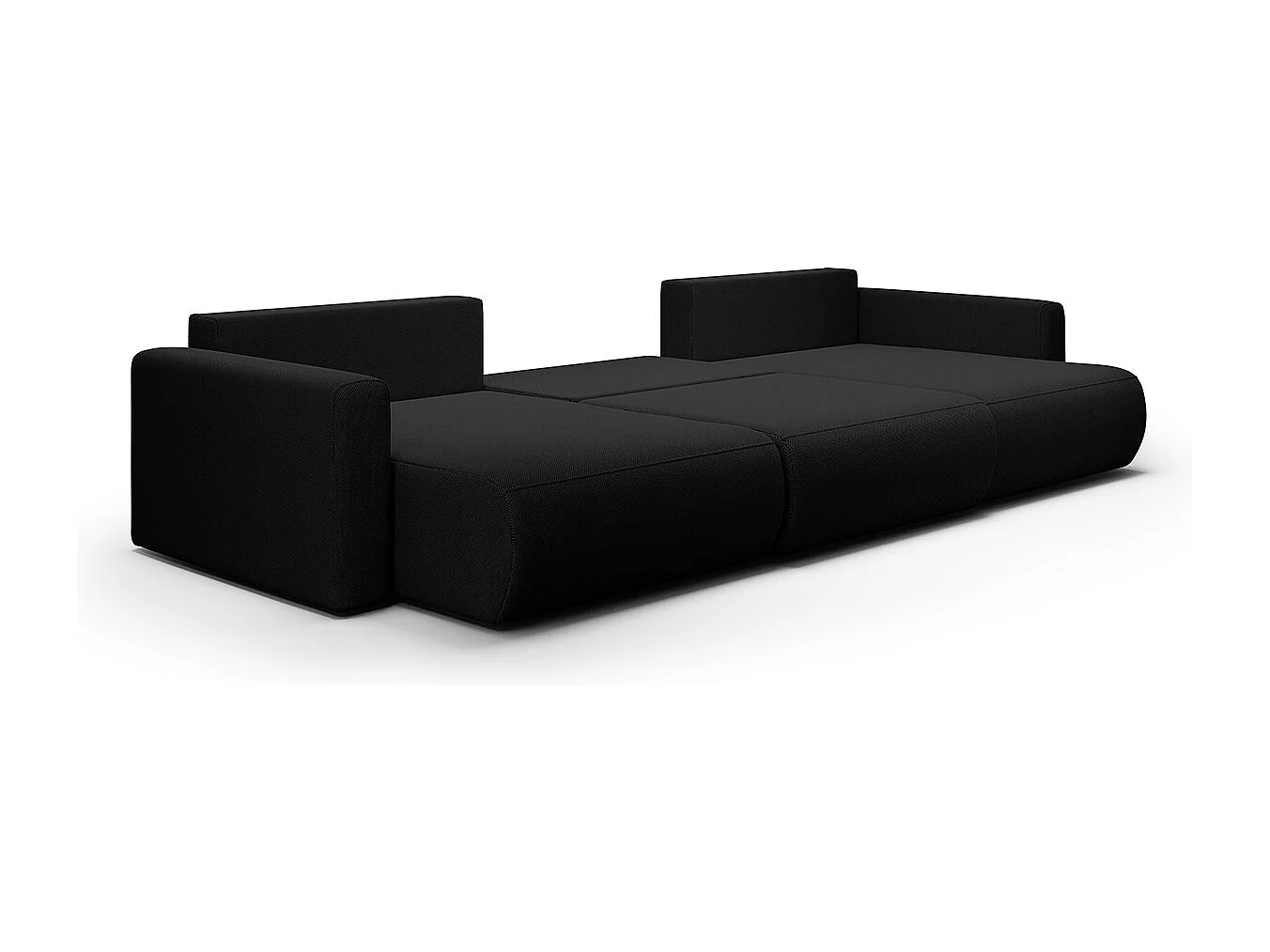 Canapé U 4 places convertible coffre Evy Noir