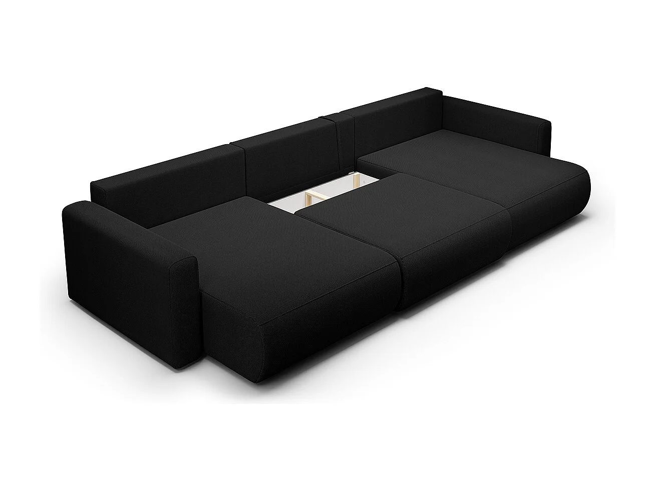 Canapé U 4 places convertible coffre Evy Noir