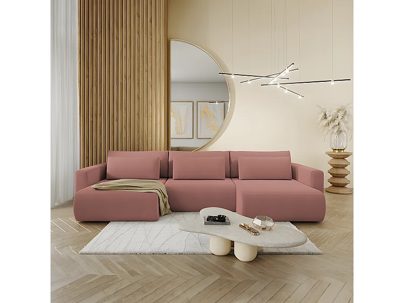 Canapé U 4 places convertible coffre Evy Rose
