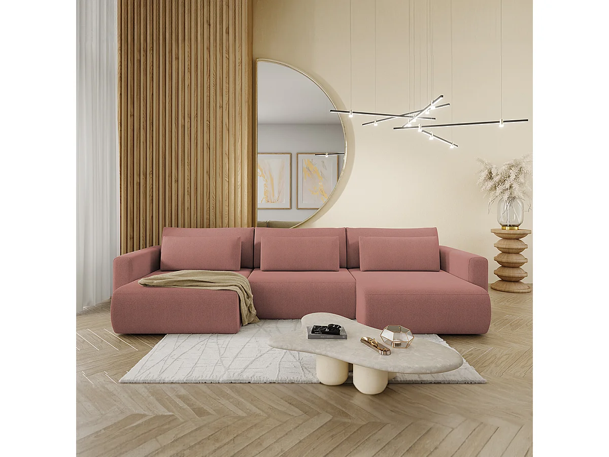 Canapé U 4 places convertible coffre Evy Rose