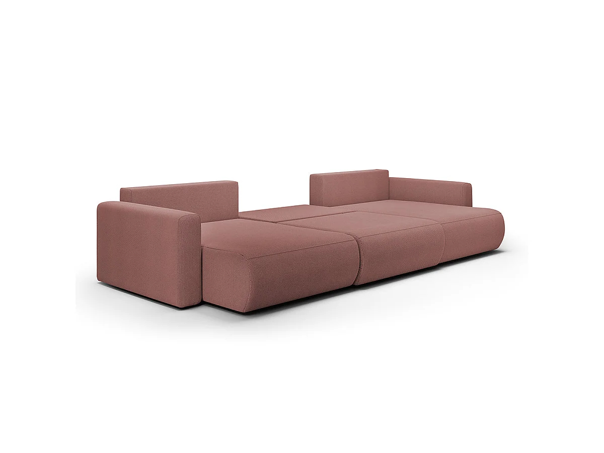 Canapé convertible 4 places avec coffre en tissu rose EVY