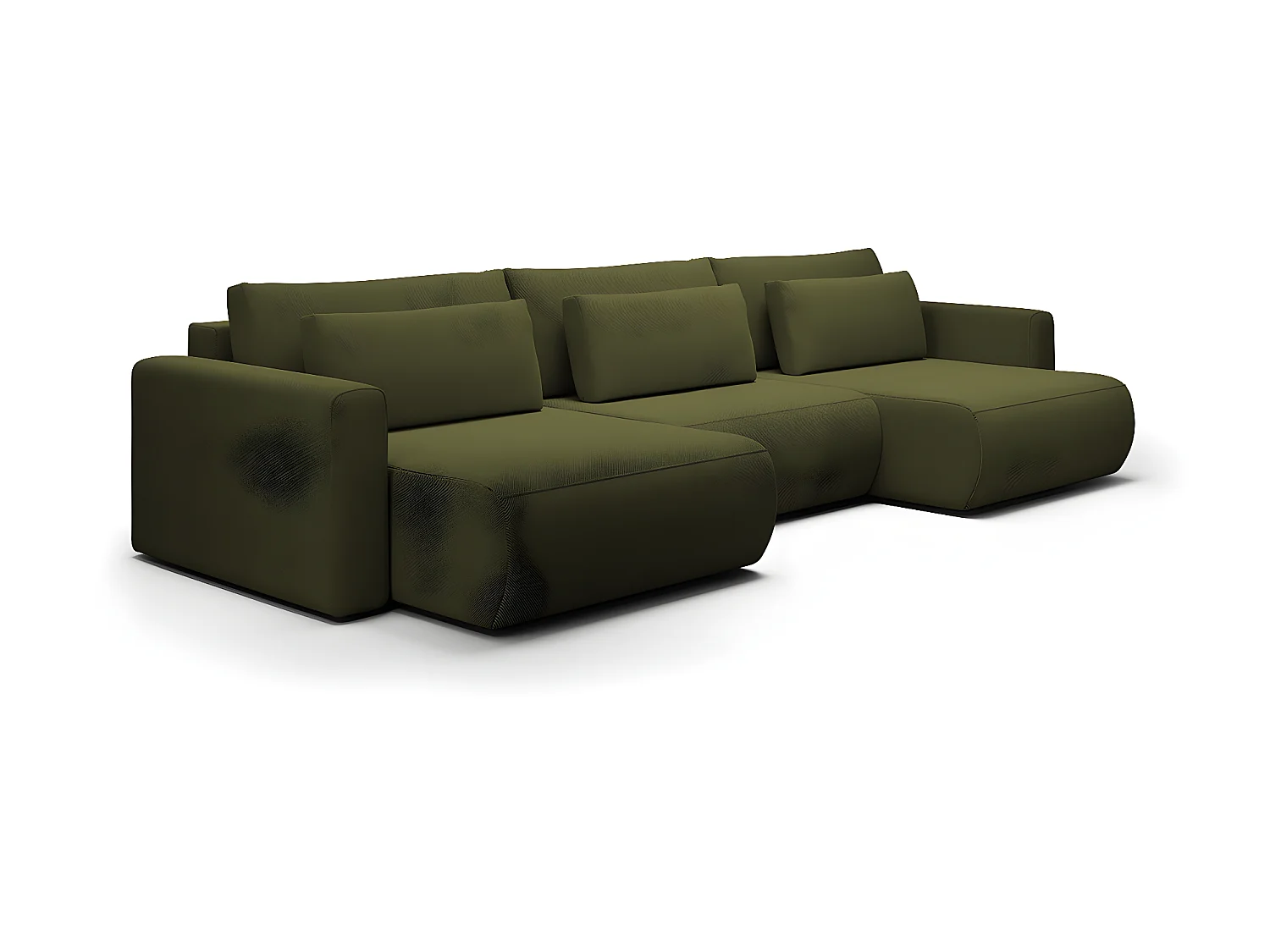 Canapé U 4 places convertible coffre Evy Vert Sapin